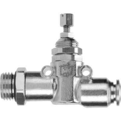 AIGNEP Inline Needle Valve, 82835-04-04, 1/4" Male NPTF x 1/4" Tube, Nickel Plated Brass