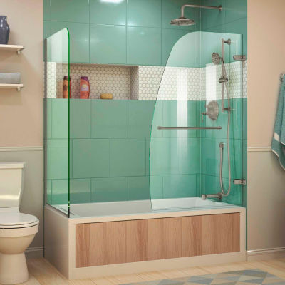 Dreamline SHDR-3534586-RT-04 Aqua Uno Hinged Tub Door, Brushed Nickel, 56 to 60" x 30" x 58"