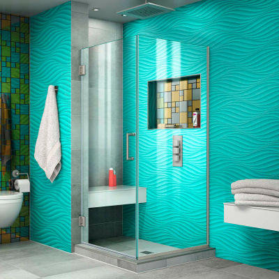 Dreamline SHEN-24300300F-04 Unidoor Plus Hinged Shower Enclosure, Nickel, 30-3/8" x 30" x 72"