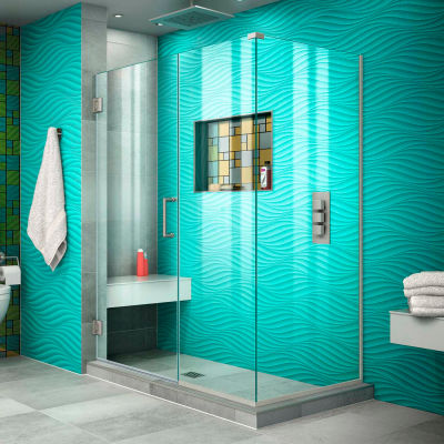 Dreamline SHEN-24475300-04 Unidoor Plus Hinged Shower Enclosure, Nickel, 47-1/2" x 30-3/8" x 72"