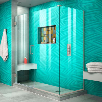 Dreamline SHEN-24555340-04 Unidoor Plus Hinged Shower Enclosure, Nickel, 55-1/2" x 34-3/8" x 72"
