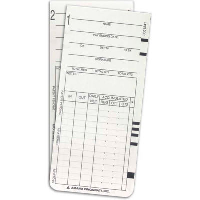 Amano Weekly or Bi-Weekly Time Cards for MRX-35, 50/Pack