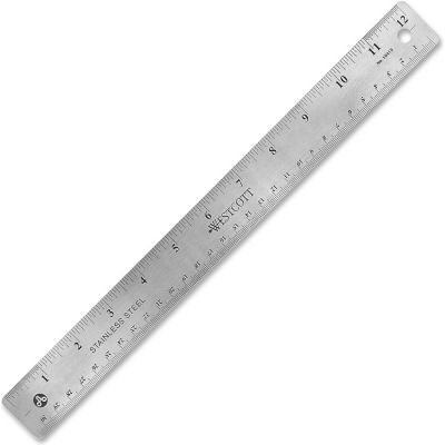 Westcott® Stainless Steel Ruler with Non Slip Cork Base, 12" Long, 1 Each