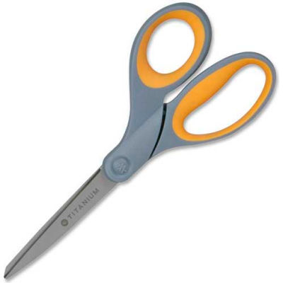Westcott® Titanium Bonded Scissors, 8"L Straight, Gray/Yellow, 2/Pack
