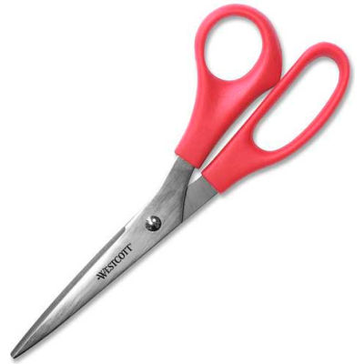 Westcott® All Purpose Value Scissors, 8"L Pointed, Red