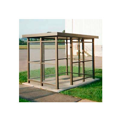 Heavy Duty Bus Smoking Shelter Flat Roof 3-Sided Front Open 5' x 12' Bronze
