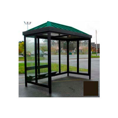 Heavy Duty Bus Smoking Shelter Hip Roof 4-Sided Left/Right Front Open 5' x 12' Dark Bronze Roof