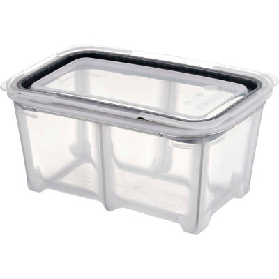Araven 01803 - Food Storage Container W/Lid, Silicone, 5.6 Qt., 1/3 Size, Translucent - Pkg Qty 4
