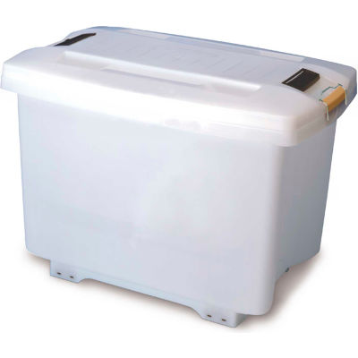 Araven 01870 - Food-Bac Transport Container W/Lid, HDPE, 73.9 Qt., W/ Wheels, White - Pkg Qty 4