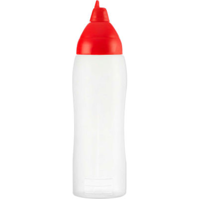 Araven 02556 - Sauce Dispenser, Non-Drip, LDPE, 0.7 Qt., Translucent & Red - Pkg Qty 16