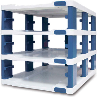Araven 19862 - Food Storage Container Tower, PP, Holds (3) 1/2 Size Containers W/Lids, White & Blue