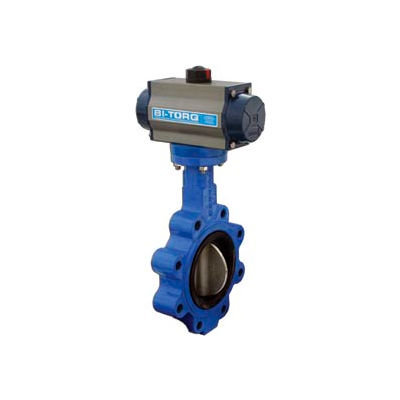 BI-TORQ 4" Wafer Style Butterfly Valve W/ Viton Seals and Spring Return Pneum. Actuator