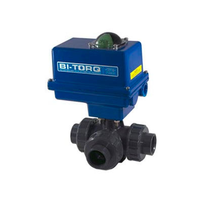BI-TORQ 3/4" 3-Way L-Port PVC Ball Valve W/ NEMA 4 115VAC