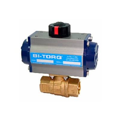 BI-TORQ 1-1/4" 2-Pc Brass NPT Ball Valve W/Spring Ret. Pneum. Actuator