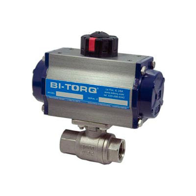 BI-TORQ 2" 2-Pc SS NPT Ball Valve W/Dbl. Acting Pneum. Actuator