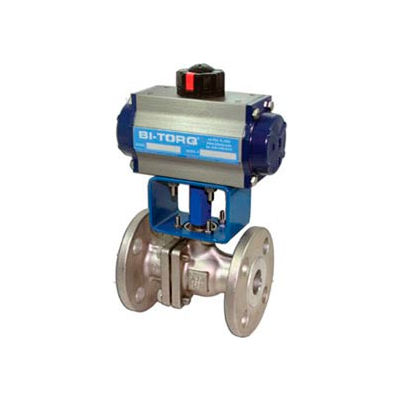 BI-TORQ 2" SS Split Body ANSI 150# Flanged Ball Valve W/Dbl. Acting Pneum. Actuator