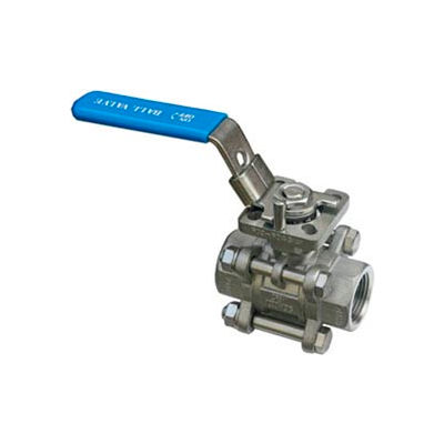 1/2" 3-Pc SS NPT Ball Valve With Manual Locking Handle