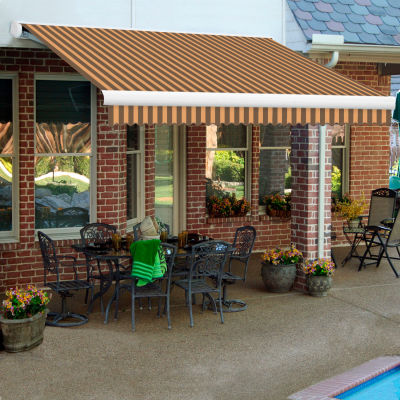 Awntech KWM20-BRNT, Retractable Awning Manual 20'W x 10'D x 10"H Projection Brown/Tan