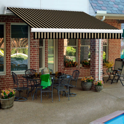 Awntech MM10-53-KT, Retractable Awning Manual 10'W x 8'D x 10"H Black/Tan