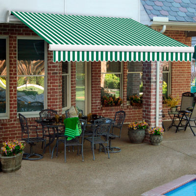 Awntech MM14-EXE-FW Retractable Awning Manual 14'W x 10"H x 10'D Forest Green/White