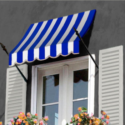 Awntech NO21-10BBW Spear Arm Awning 10-3/8'W x 2-9/16'H x 1-5/16'D Bright Blue/White