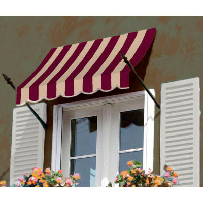 Awntech NO32-3BT Spear Arm Awning 3-3/8'W x 3-11/16'H x 2'D Burgundy/Tan
