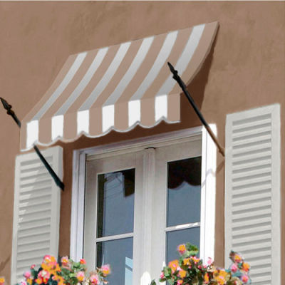 Awntech NO43-3LW Spear Arm Awning 3-3/8'W x 4-11/16'H x 3'D Tan/White