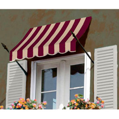 Awntech NO43-6BT Spear Arm Awning 6-3/8'W x 4-11/16'H x 3'D Burgundy/Tan