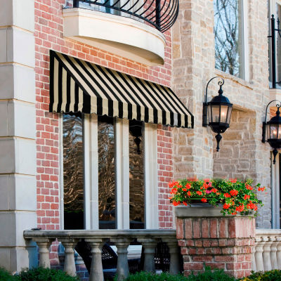 Awntech RF22-10KT, Window/Entry Awning 10-3/8'W x 2-9/16'H x 2'D Black/Tan
