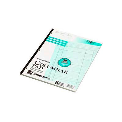 Wilson Jones® Columnar Pad, 11" x 8-1/2", 6 Columns, Green, 50 Sheets/Pad