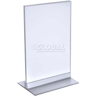 Global Approved 102716 Vertical/Horizontal Acrylic T-Stripe Sign Holder, 7" x 11"