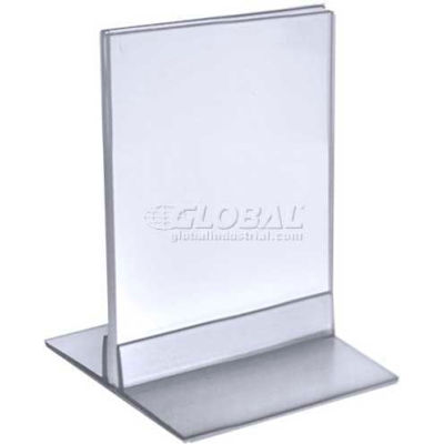 Global Approved 102729 Vertical/Horizontal Acrylic T-Stripe Sign Holder, 4" x 5"