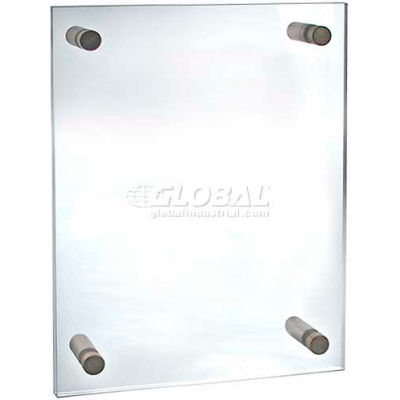 Global Approved 105512 Acrylic Standoff Sign Holder W/ Caps, 9" x 12" ,1 Piece