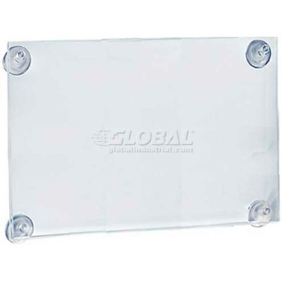 Global Approved 106611 Acrylic Sign Holder W/ Suction Cups, 14" x 11"
