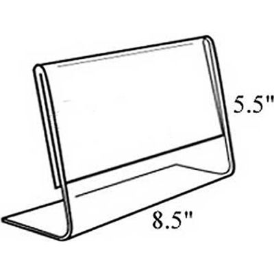 Global Approved 112704 Horizontal Slanted L-Shaped Acrylic Sign Holder, 8.5" x 5.5"