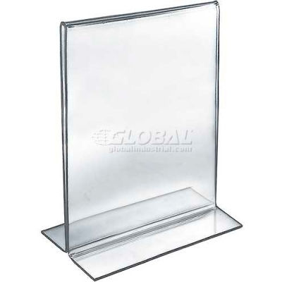 Global Approved 152714 Vertical Double Sided Stand Up Sign Holder, 8.5" x 11", Acrylic