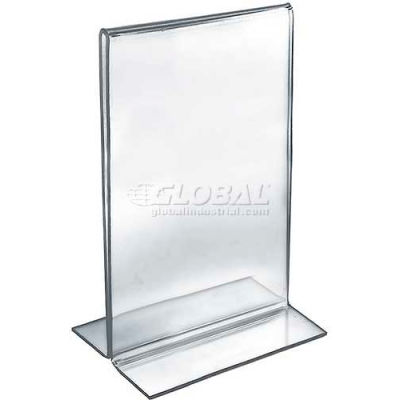 Global Approved 152716 Vertical Double Sided Stand Up Sign Holder, 7" x 11", Acrylic
