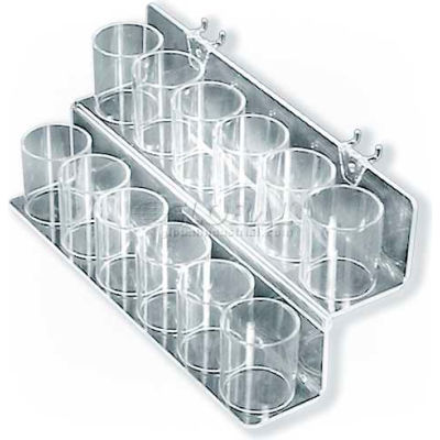 Global Approved 225592 2-Tier Cup Display For Pegboard/Slatwall, 13.75" x 6", Acrylic ,1 Piece