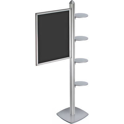 Azar Displays 300296-SLV, Snap Frame Sky Tower Display W/ 4 Round Shelves 22"W x 18"D x 28"H