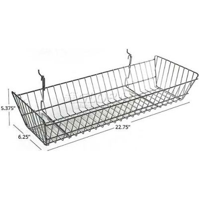 Global Approved 300626 Slanted Chrome Wire Bskt,Pegboard/Slatwall, 24.25" x 10", Metal