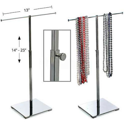 Global Approved 300651 Adjustable T-Bar Necklace Display, 13" x 25", Metal ,1 Piece