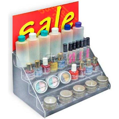 Global Approved 326040 4-Step Countertop Display, 12" x 8", Acrylic ,1 Piece