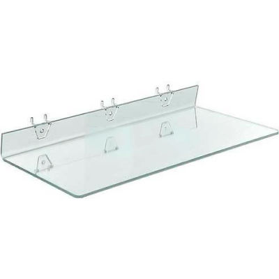 Global Approved 556011 Acrylic Shelf For Pegboard/Slatwall, 20" x 2", Clear