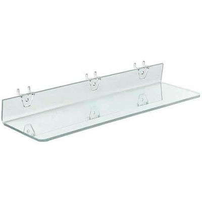 Global Approved 556013 Acrylic Shelf For Pegboard/Slatwall, 20" x 2", Clear