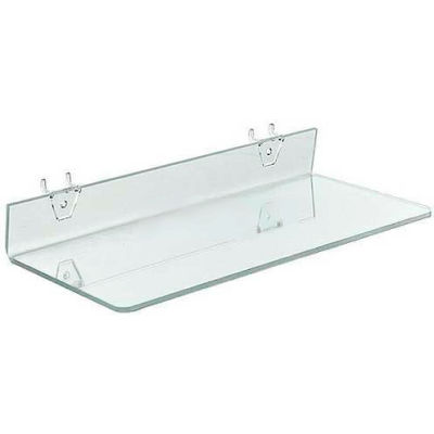 Global Approved 556095 Acrylic Shelf For Pegboard/Slatwall, 16" x 2", Clear