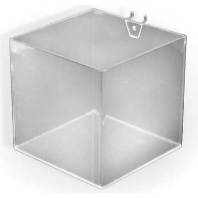 Global Approved 556109 6" Wide Cube Bin For Pegboard/Slatwall, Acrylic, Clear