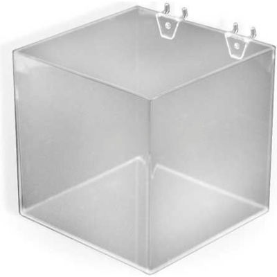 Global Approved 556112 8" Wide Cube Bin For Pegboard/Slatwall, Acrylic, Clear