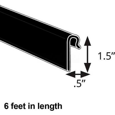 Global Approved 600073-BLK 1.5" High Gridwall Extrusion, 6' Long, Black