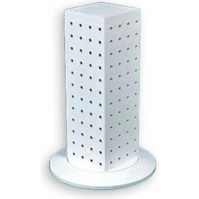 Global Approved 700220-WHT 12" Pegboard Revolving Countertop Display, 4-Sided, White ,1 Piece
