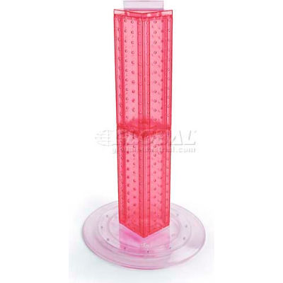 Global Approved 700222-PNK 24" Pegboard Revolving Countertop Display, 4-Sided, Pink Translucent